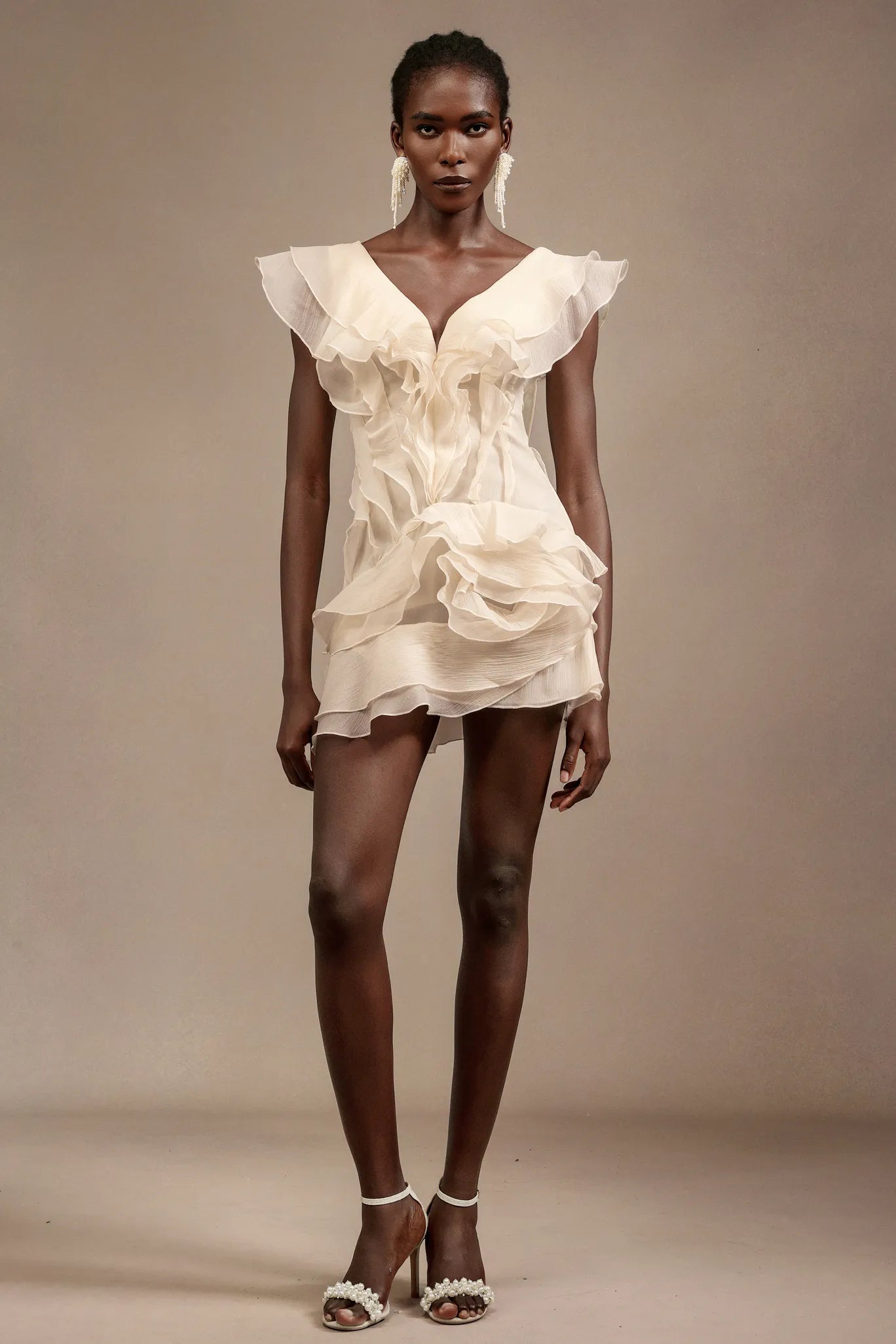Loulia V-Neck Sleeveless Folds Mini Dress