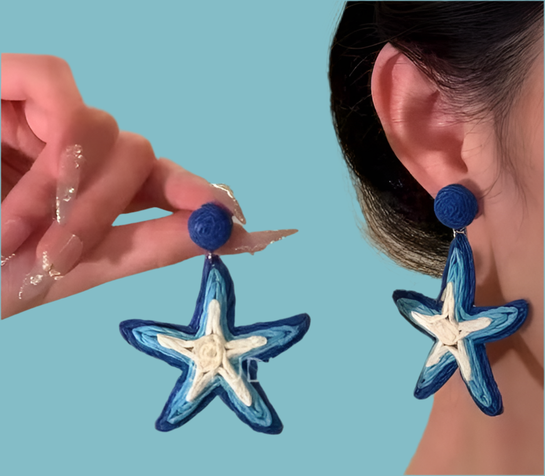Women Strawberry/Blue Starfish Earrings