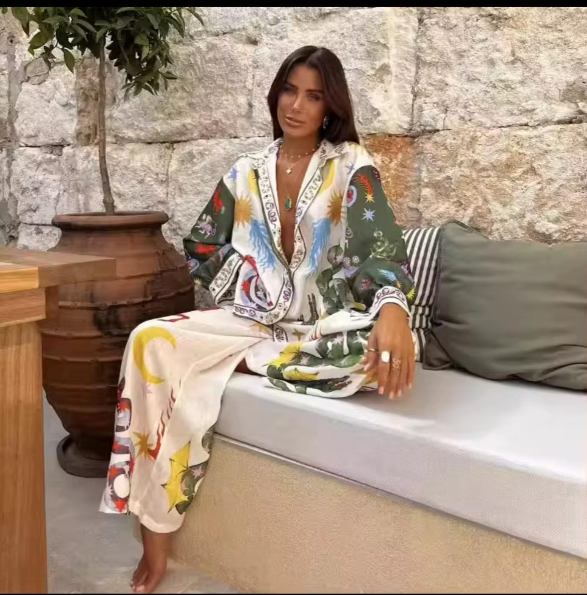 Luxury Art deco pants set
