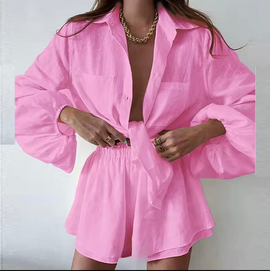 Soi belle linen shorts set