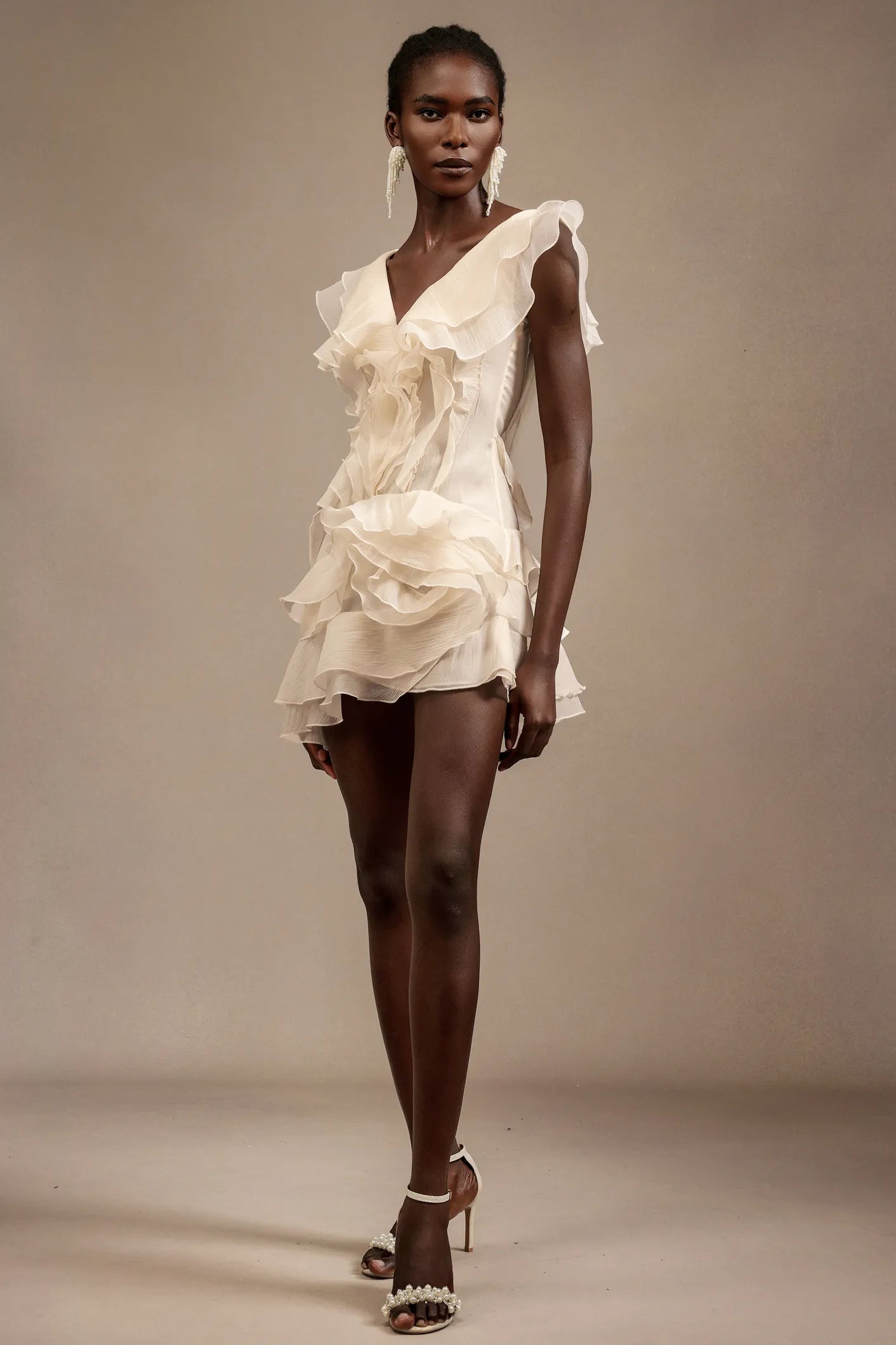 Loulia V-Neck Sleeveless Folds Mini Dress