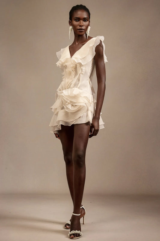 Loulia V-Neck Sleeveless Folds Mini Dress
