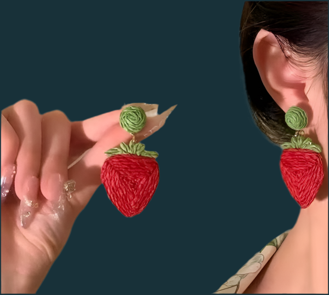Women Strawberry/Blue Starfish Earrings