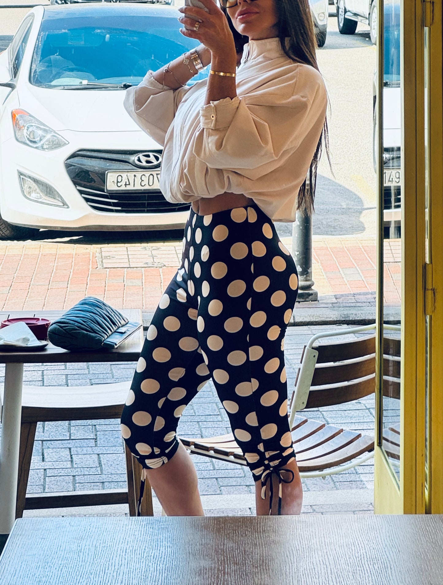 Polka dot capri pants
