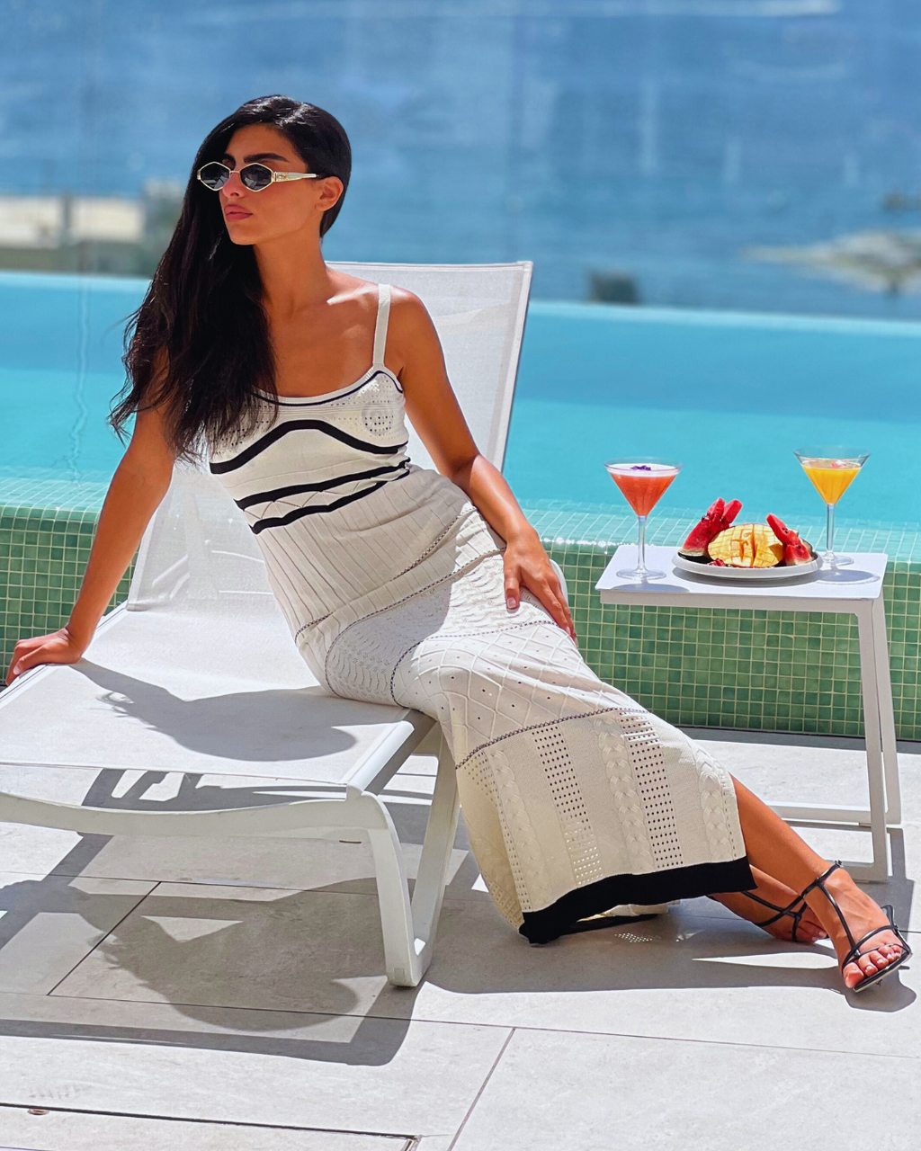 Simply black and white long dress