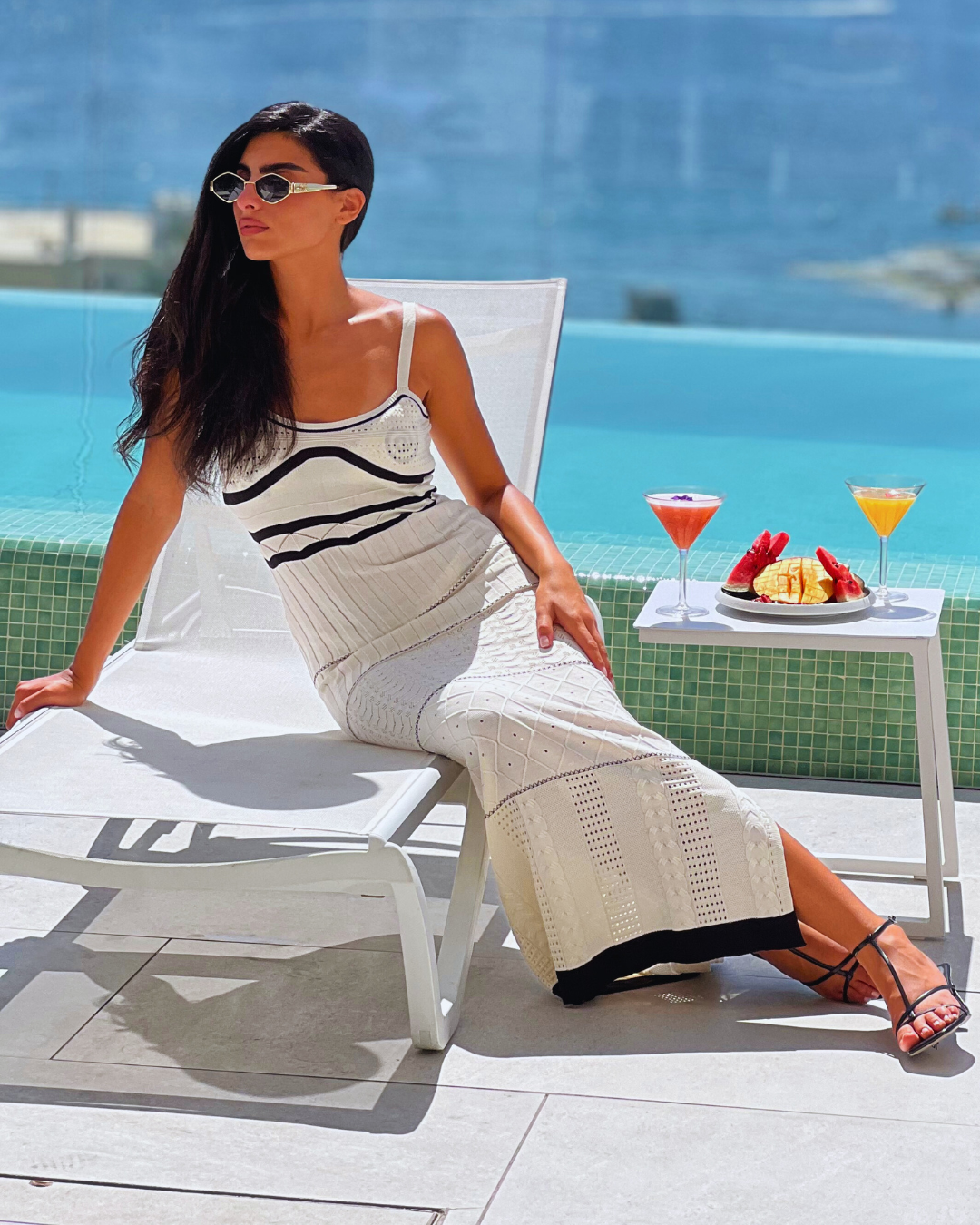 Simply black and white long dress
