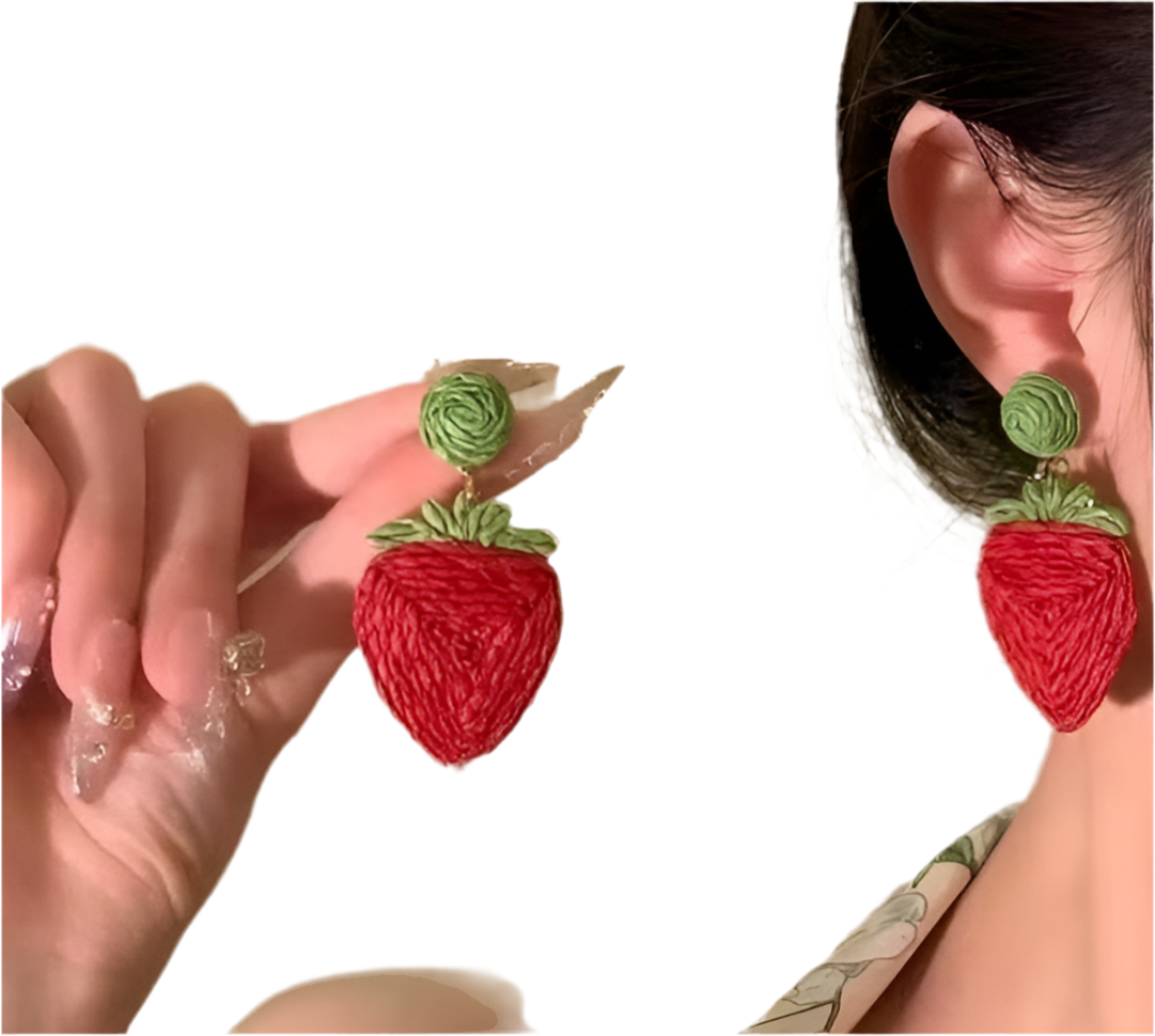Women Strawberry/Blue Starfish Earrings
