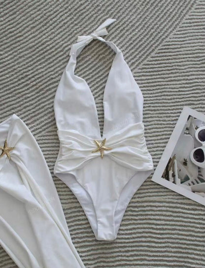 Starfish one piece elegant sunset swimsuit.