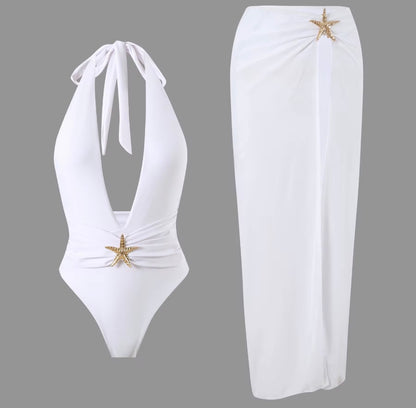 Starfish one piece elegant sunset swimsuit.