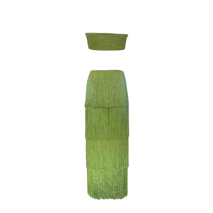 Elite collection green tassel skirt