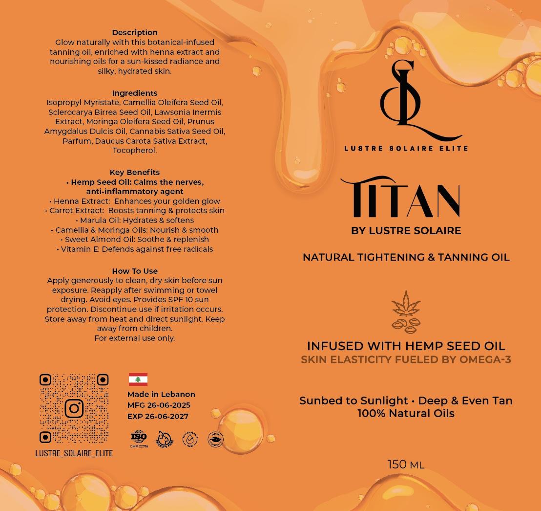 TiTan body oil (ISO certified ) Elevate your daily routine with our Hemp Seed Body Oil that hydrates relaxes and tighten your skin, a lightweight, fast-absorbing blend designed to nourish, soften skin from head to toe.
