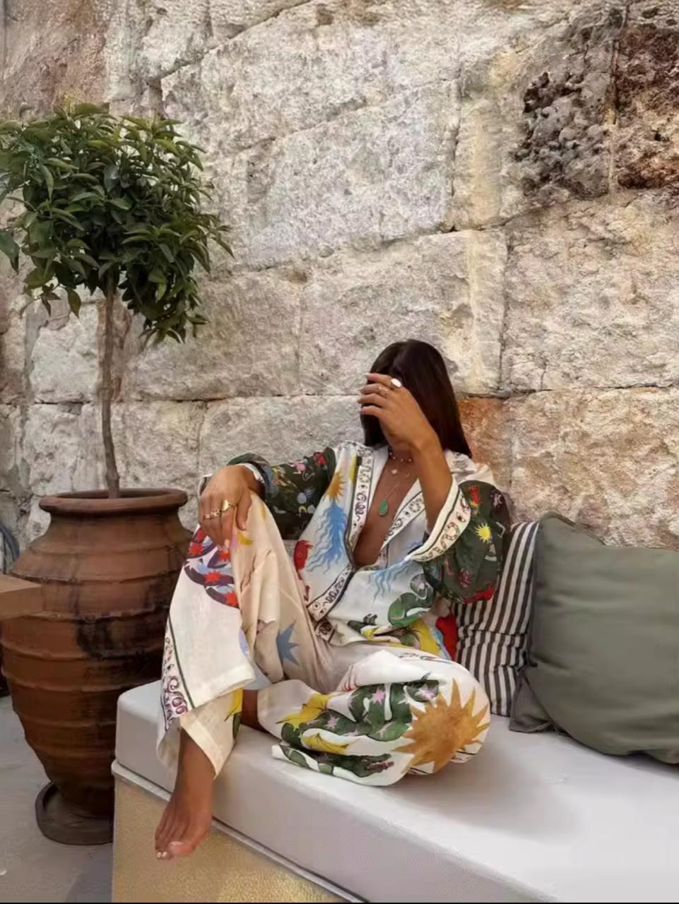 Luxury Art deco pants set