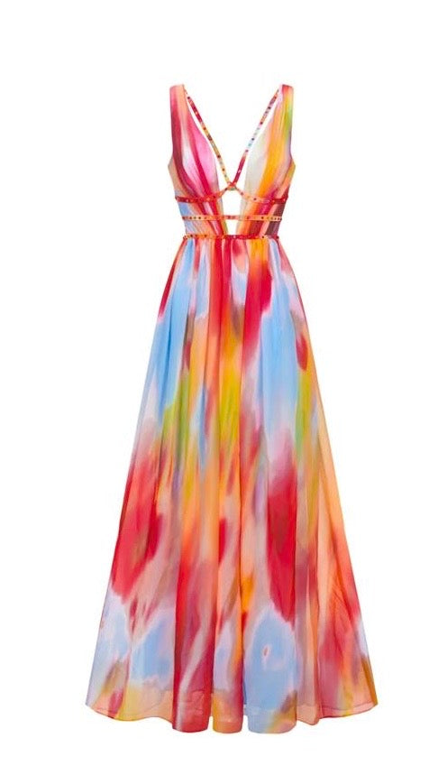 Happy voile high slit resort long dress