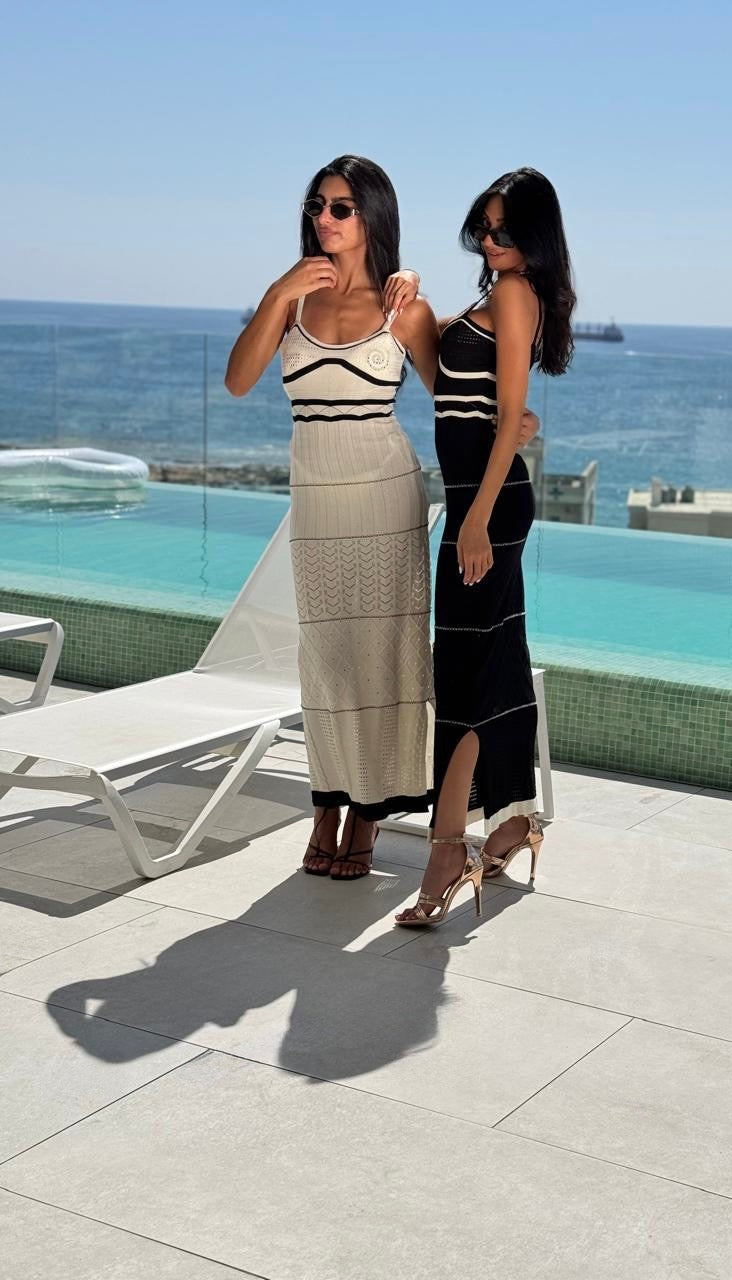 Simply black and white long dress