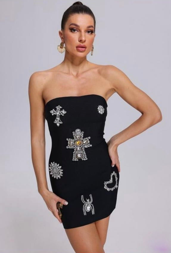 Nivia Sleeveless Diamond Mini Dress