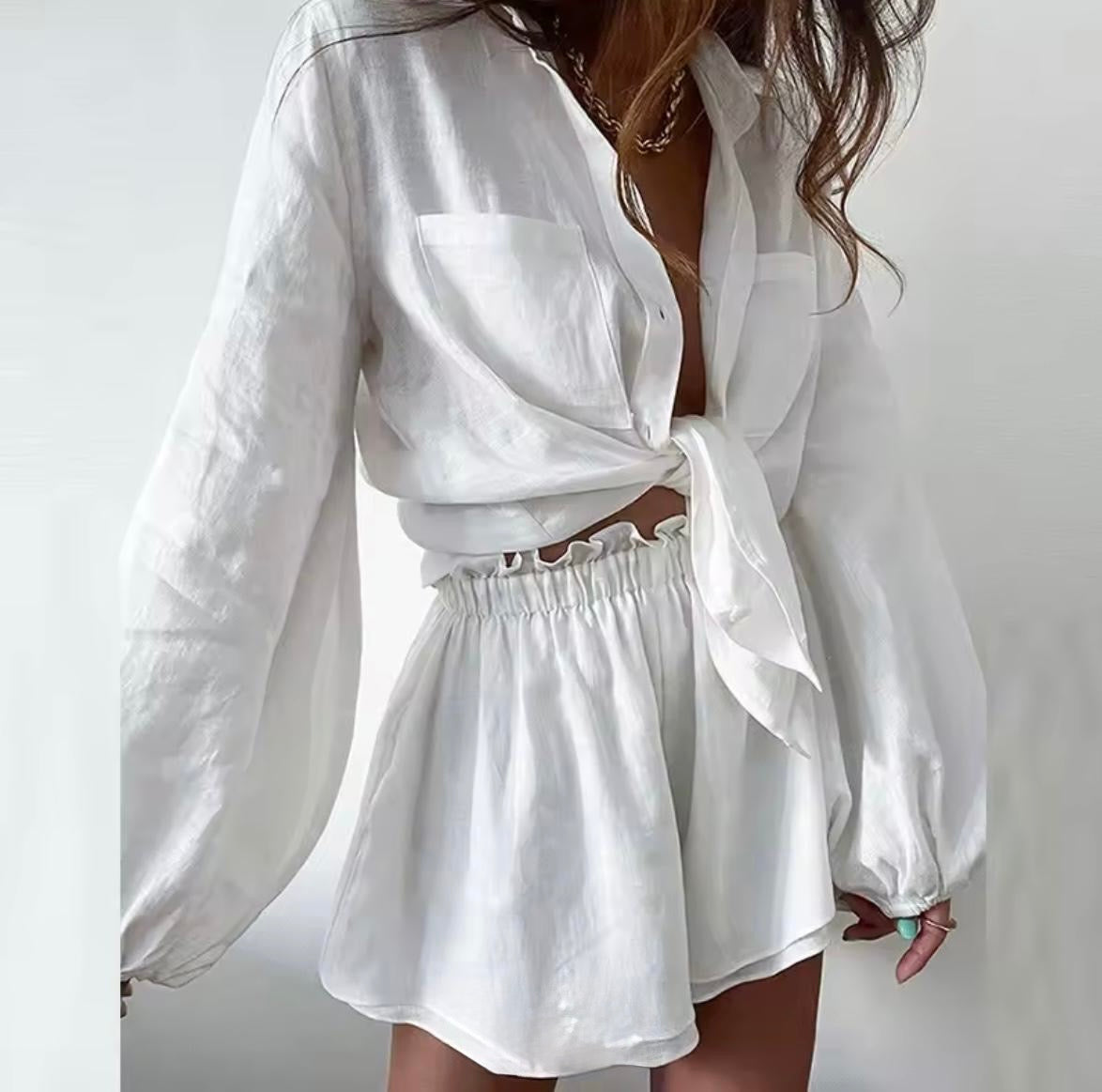Soi belle linen shorts set