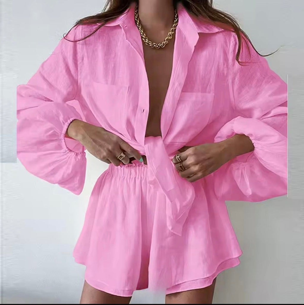 Soi belle linen shorts set