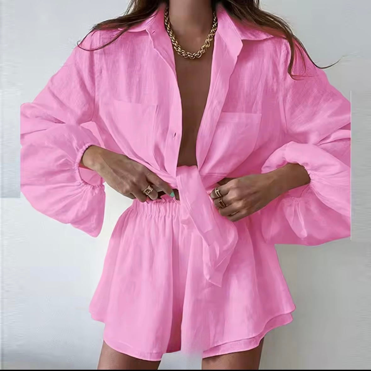 Soi belle linen shorts set