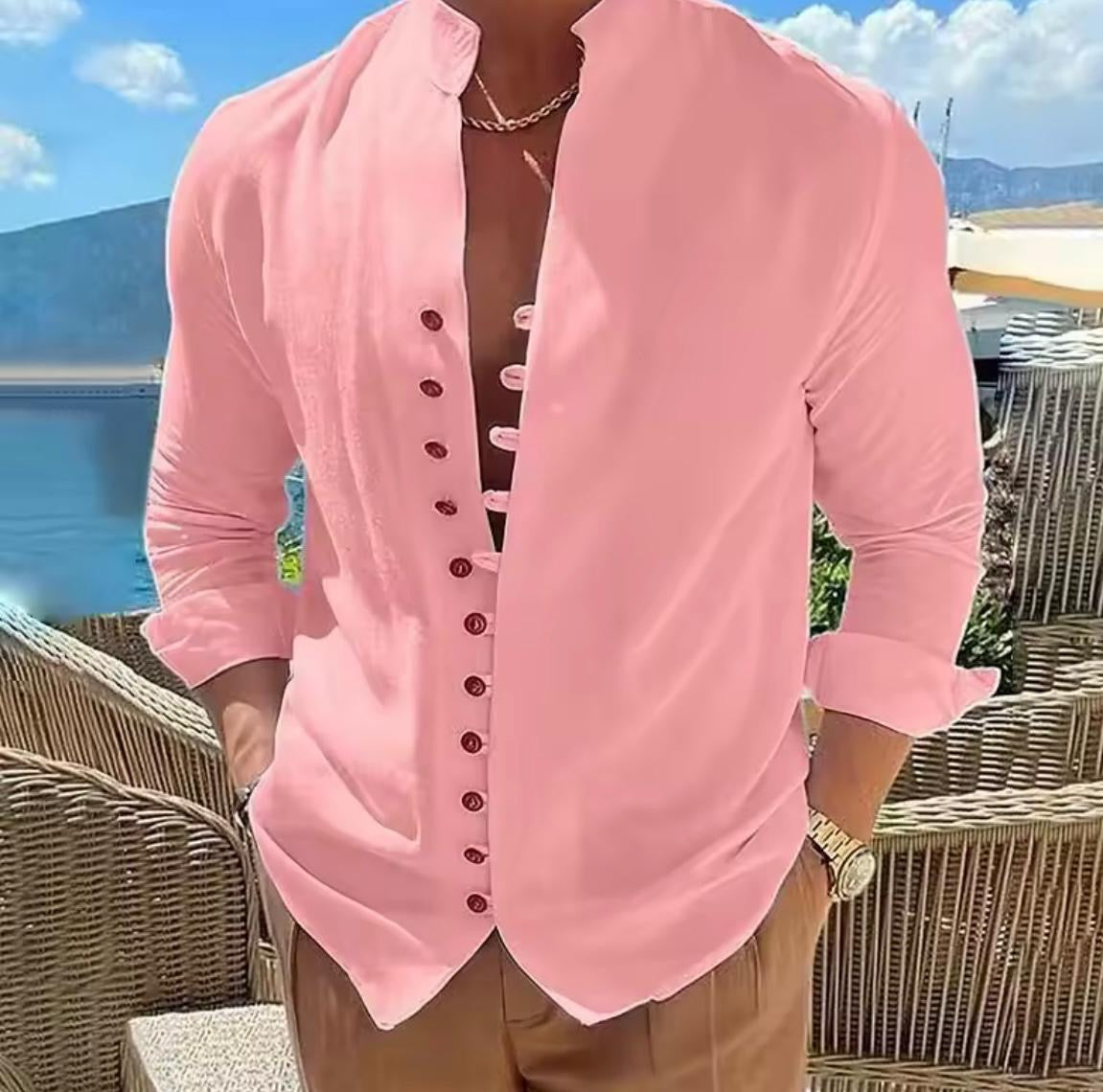 Moroccan Linen button down Unisex shirt