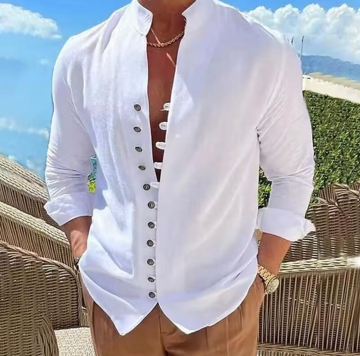 Moroccan Linen button down Unisex shirt