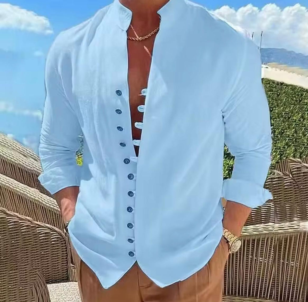 Moroccan Linen button down Unisex shirt