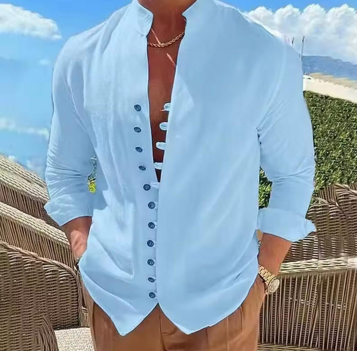 Moroccan Linen button down Unisex shirt