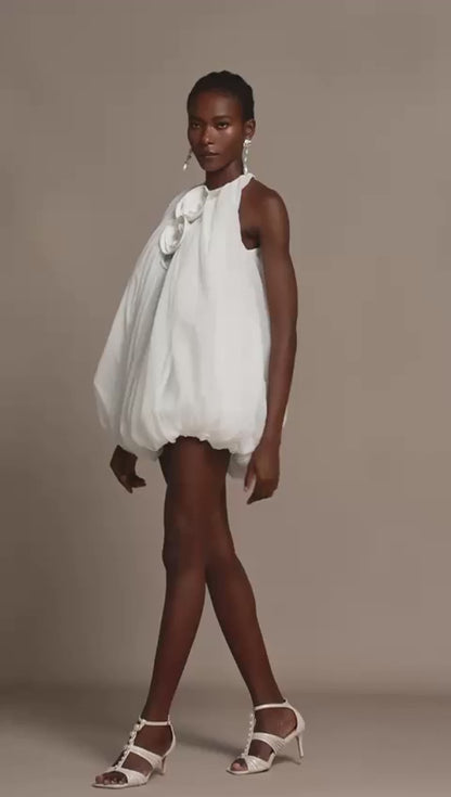 “Blossom in Bloom: The Mia Sleeveless Puff Mini Dress”